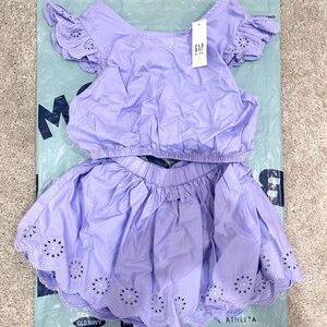 GAP FACTORY Girls Two-Piece Eyelet Skirt Outfit Set